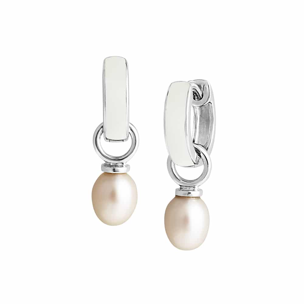 Viva White Enamel Pearl Earrings