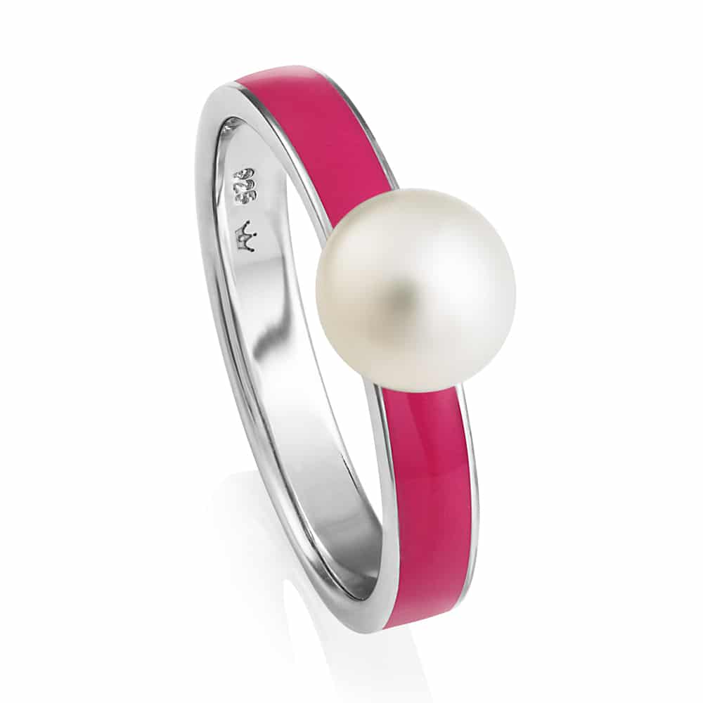 Viva Pink Enamel Pearl Ring