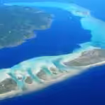Aerial view of pearl farms out at sea