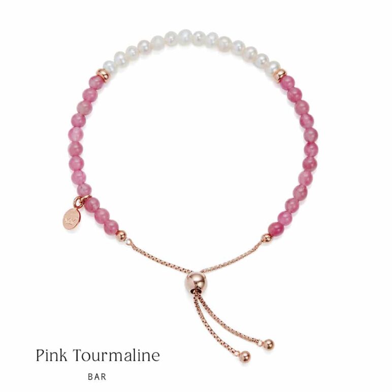 Sky Bar Pink Tourmaline Pearl Bracelet 
