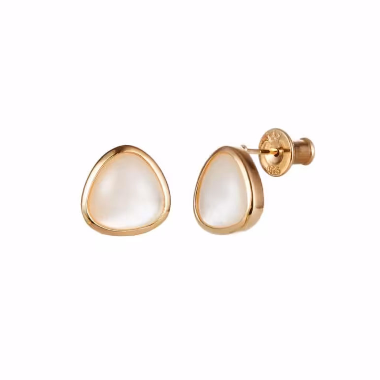 Mother of Pearl Yellow Gold Stud Earrings