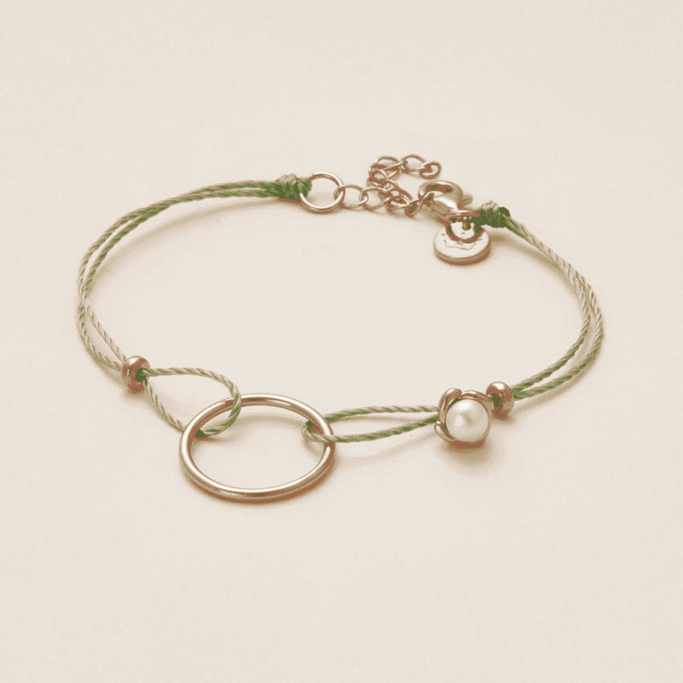 Hoop Green Pearl Bracelet