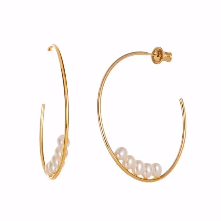 Baroque Multi Pearl Hoop Earrings