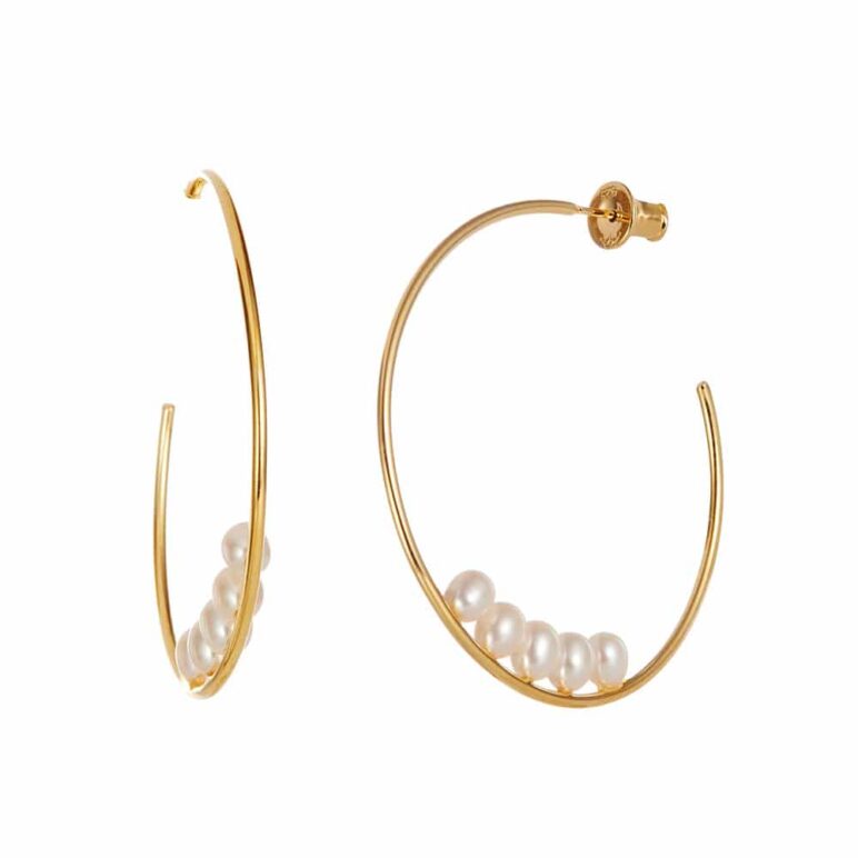 Baroque Multi Pearl Hoop Earrings