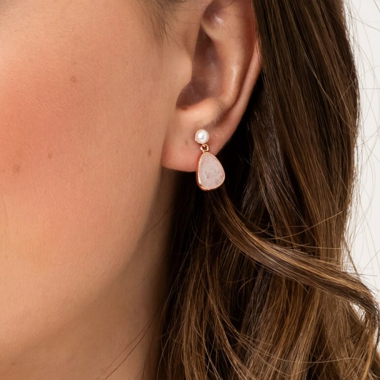 Sorel Rose Quartz Rose Gold Drop Earrings