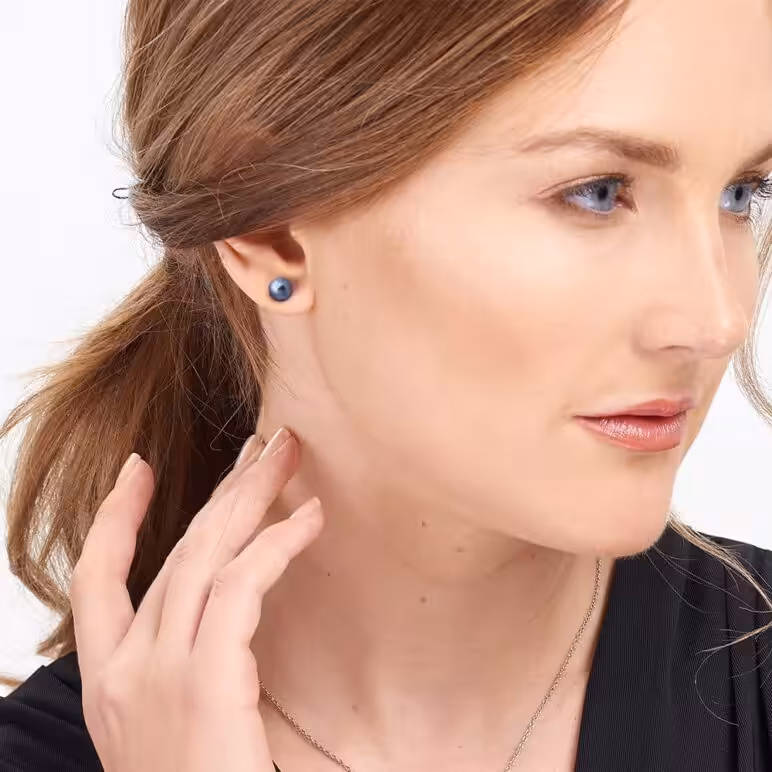 7mm Signature Peacock Button Pearl Stud Earrings