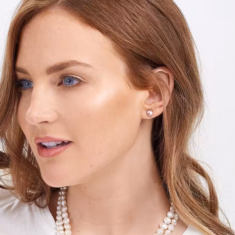 Pink Pearl Studs 7mm