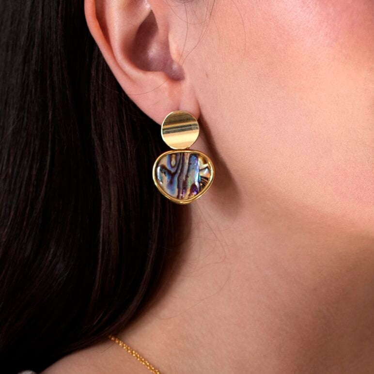 Paua Disc Drop Earrings