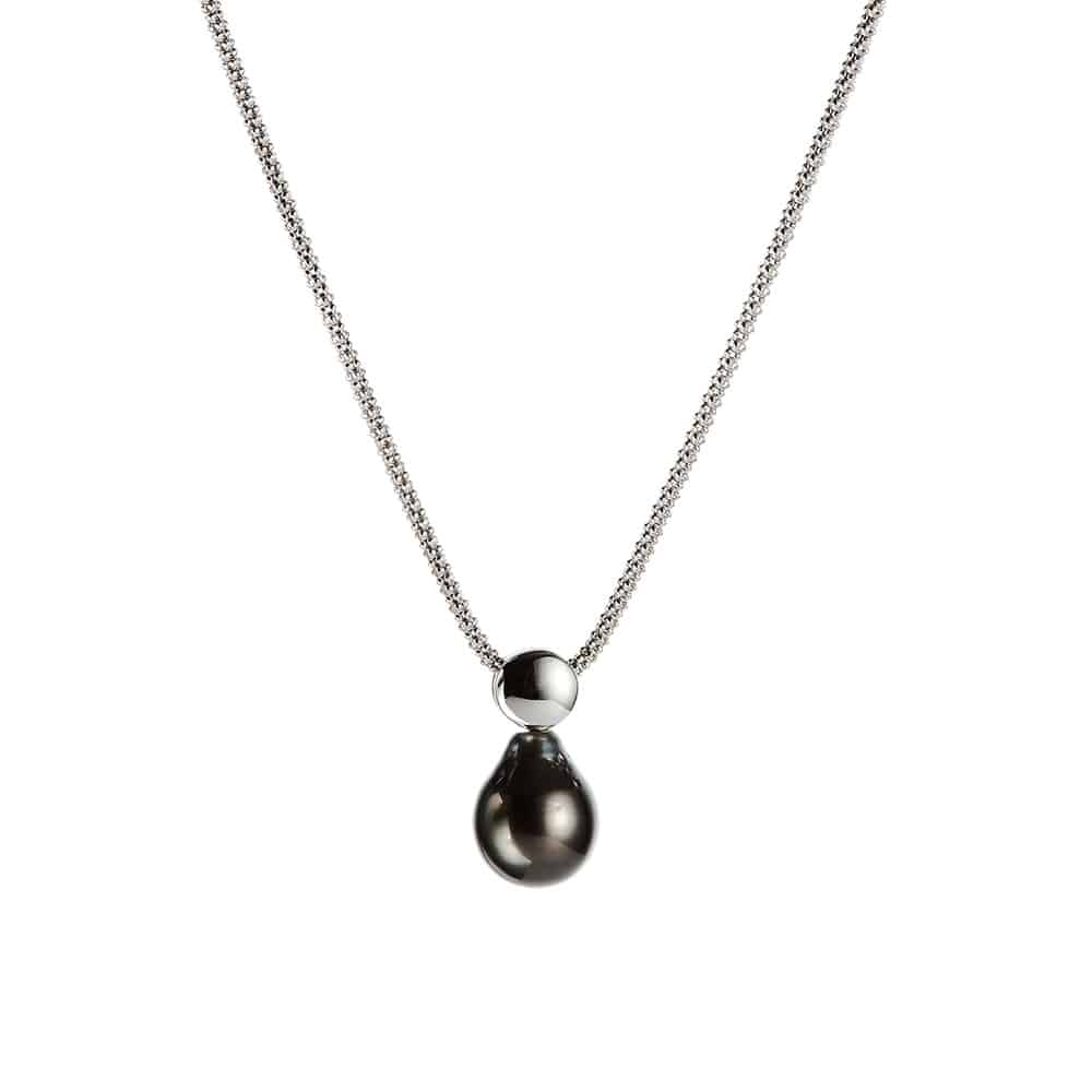 Tahitian Pearl Silver Button Pendant