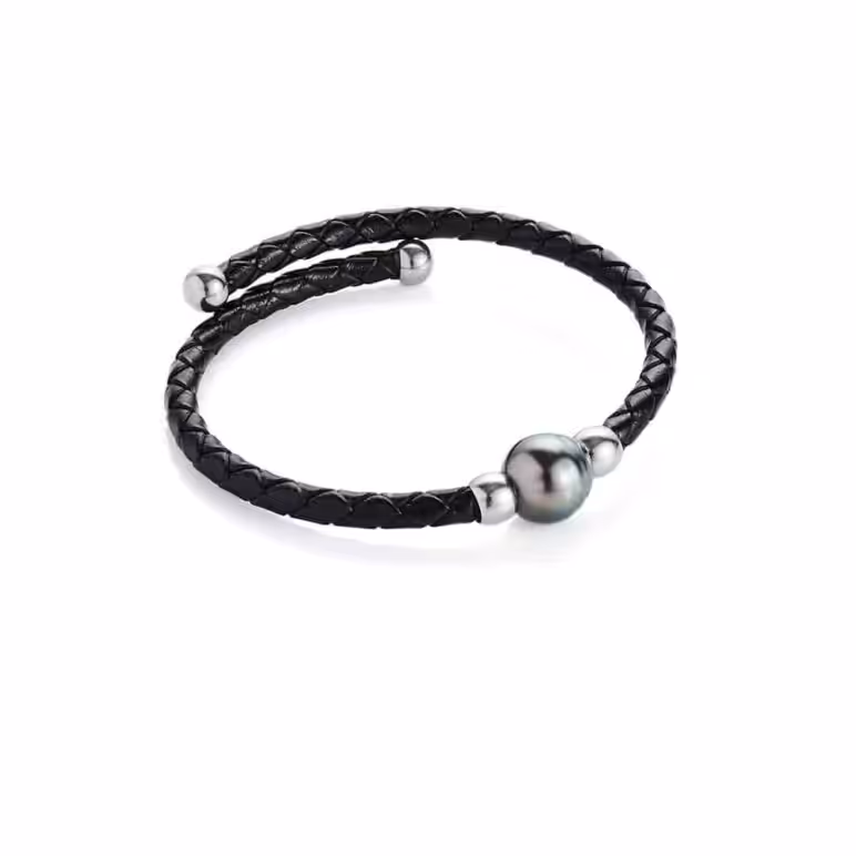 Tahitian Solo Pearl Leather Bracelet