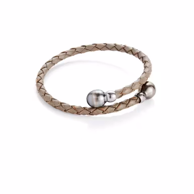 Tahitian Duo Pearl Leather Bracelet