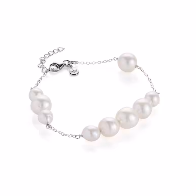 Edison Silver White Pearl Bracelet