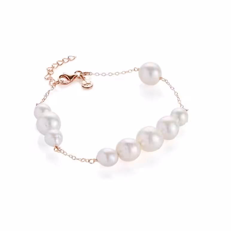Edison Rose Gold White Pearl Bracelet