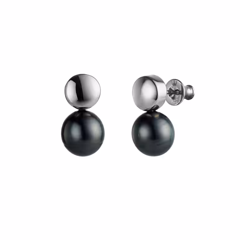 Tahitian Pearl Button Stud Earrings