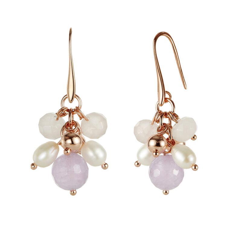 Joy Pearl Earrings Amesthyst Rose Gold