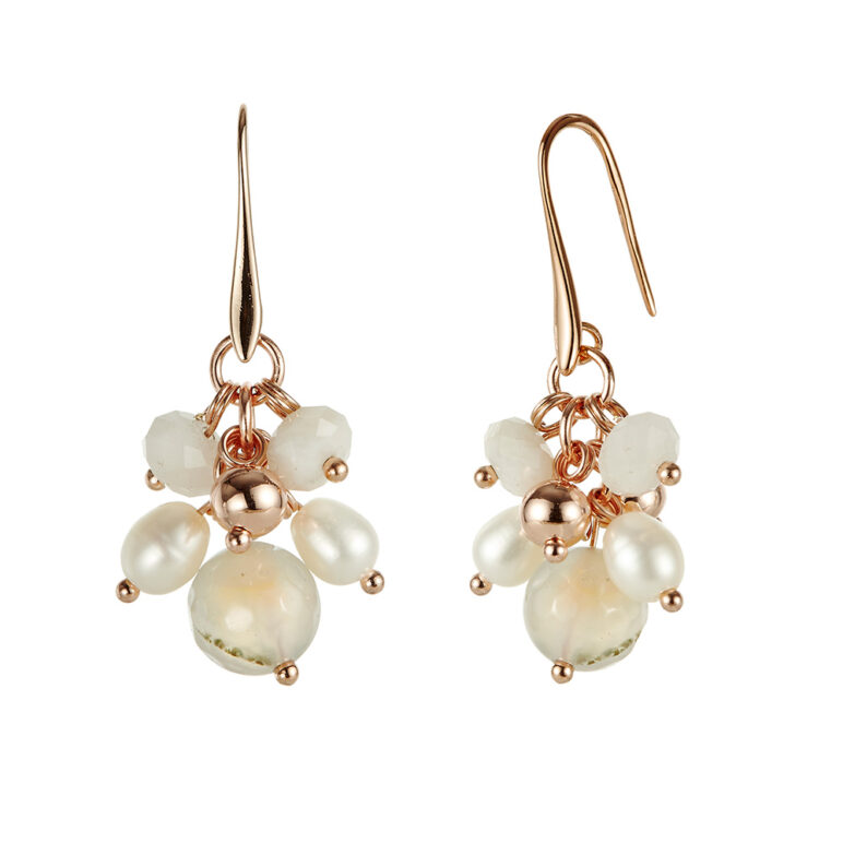 Joy Pearl Earrings Rose Gold Aventurine