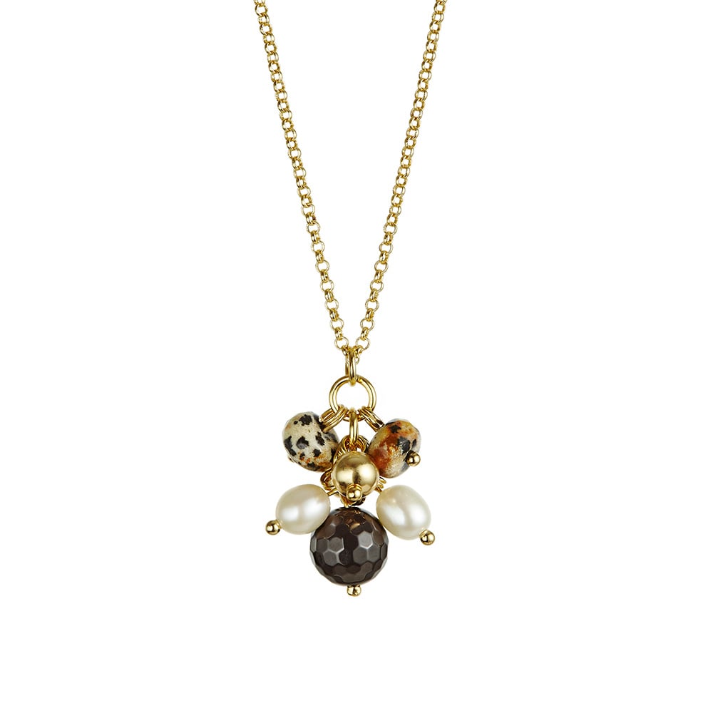Jersey Pearl - Joy Black Agate & Dalmatian Stone Pearl Pendant