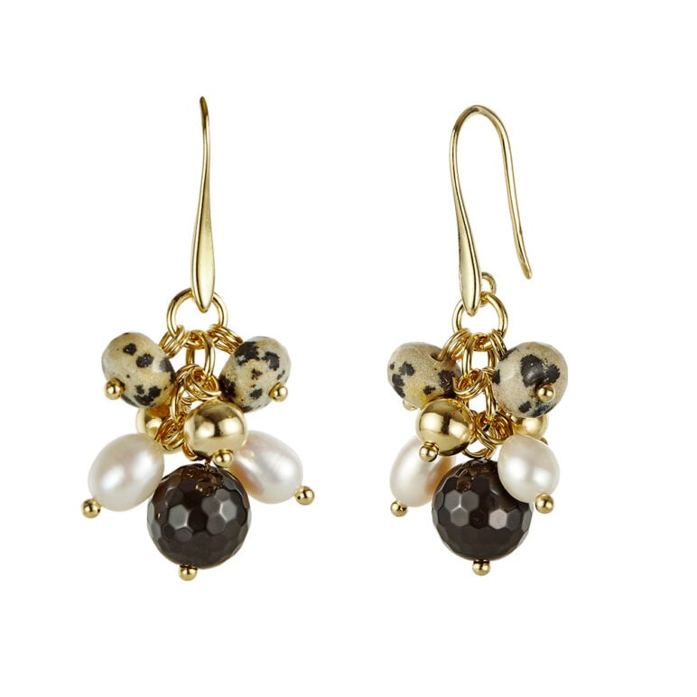 Joy pearl earrings Black Agate