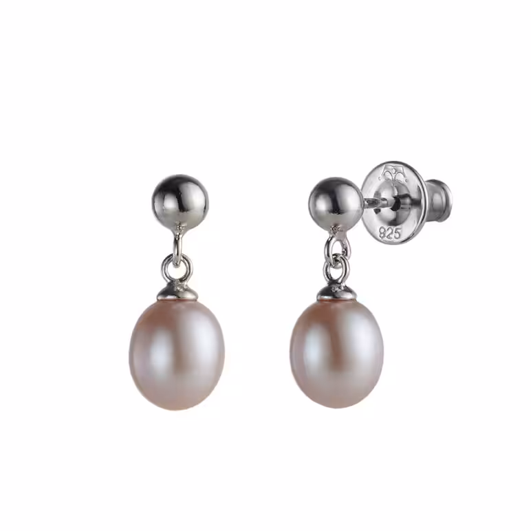 Jersey Pearl classic pink freshwater pearl drop earrings