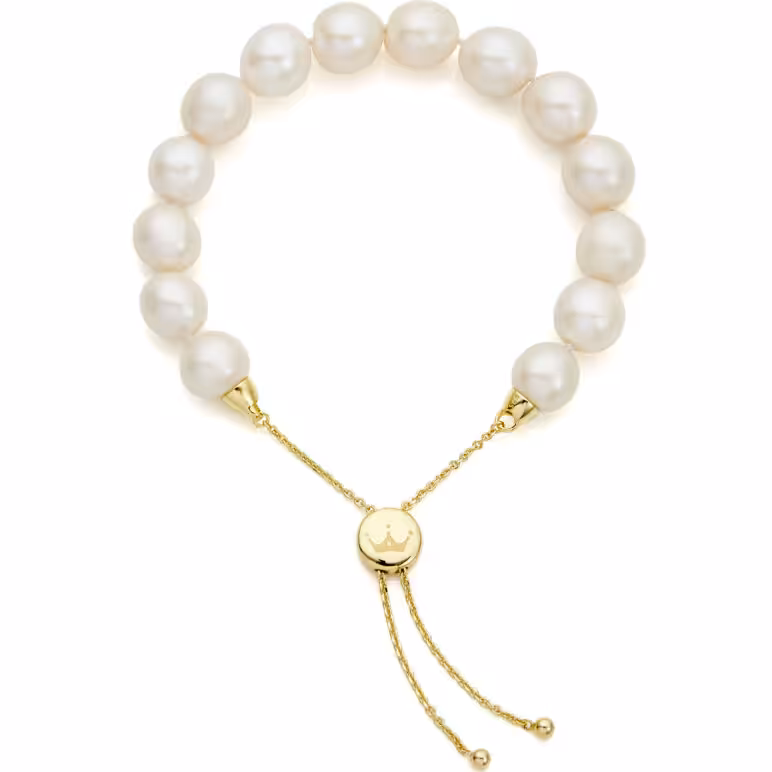 10-11mm white Edison pearl bracelet sterling silver slider chain