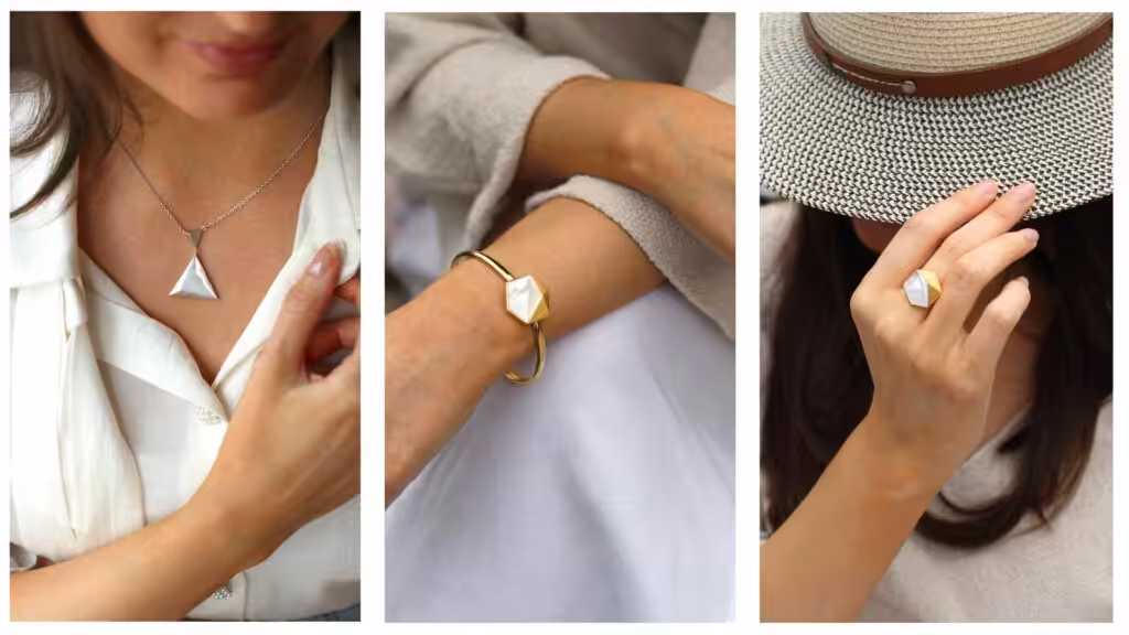 Kyra pearl jewellery collection on model