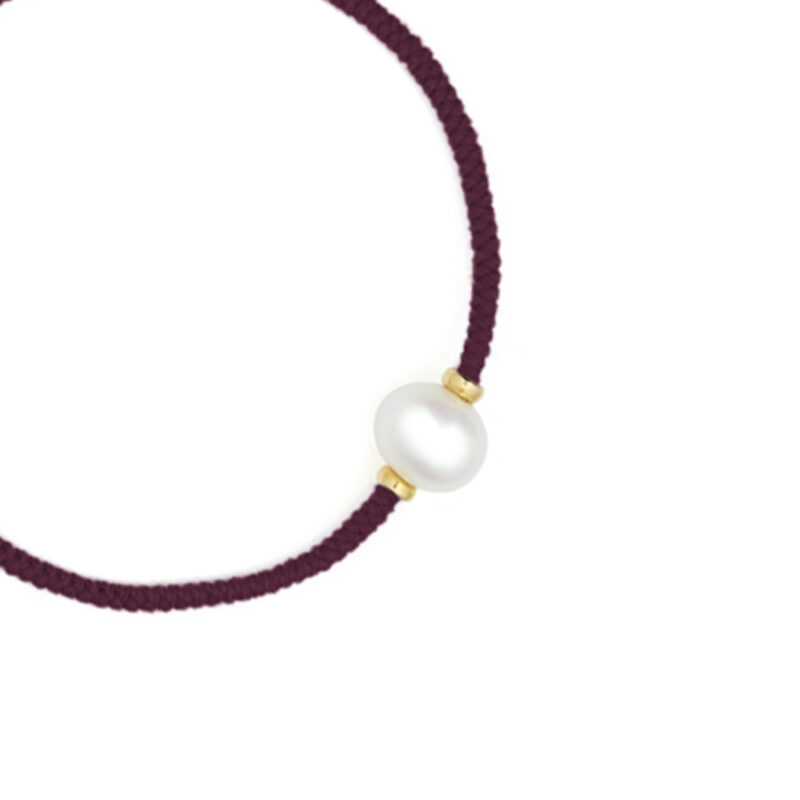 8mm freshwater pearl adjustable tassel bracelet on recycled plastic coloured thread