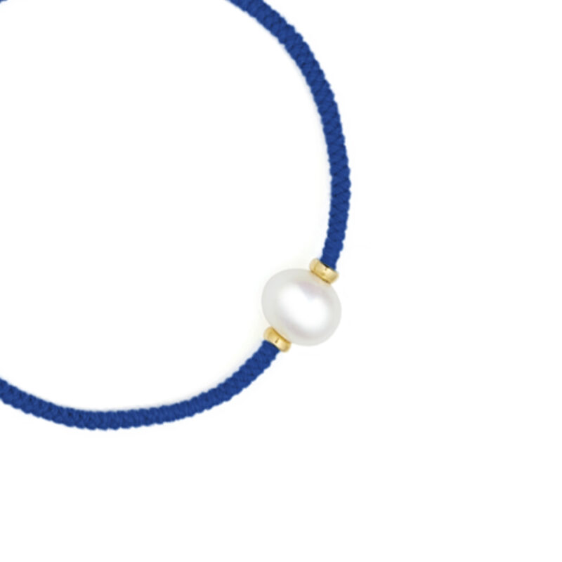 8mm freshwater pearl adjustable tassel bracelet on recycled plastic coloured thread