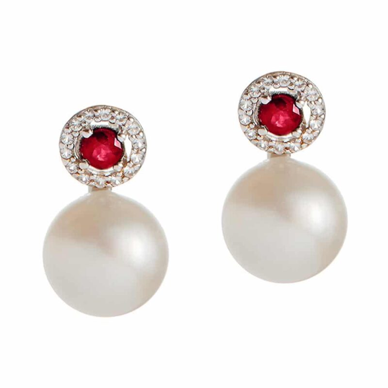 Amberley Ruby and Pearl Earrings