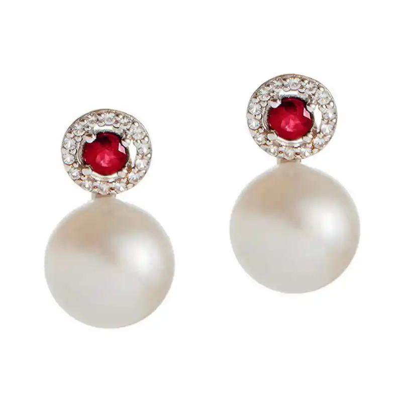 Amberley Ruby and Pearl Earrings