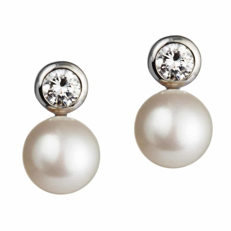 Jersey Pearl Chic Freshwater Stud Earring with White Topaz
