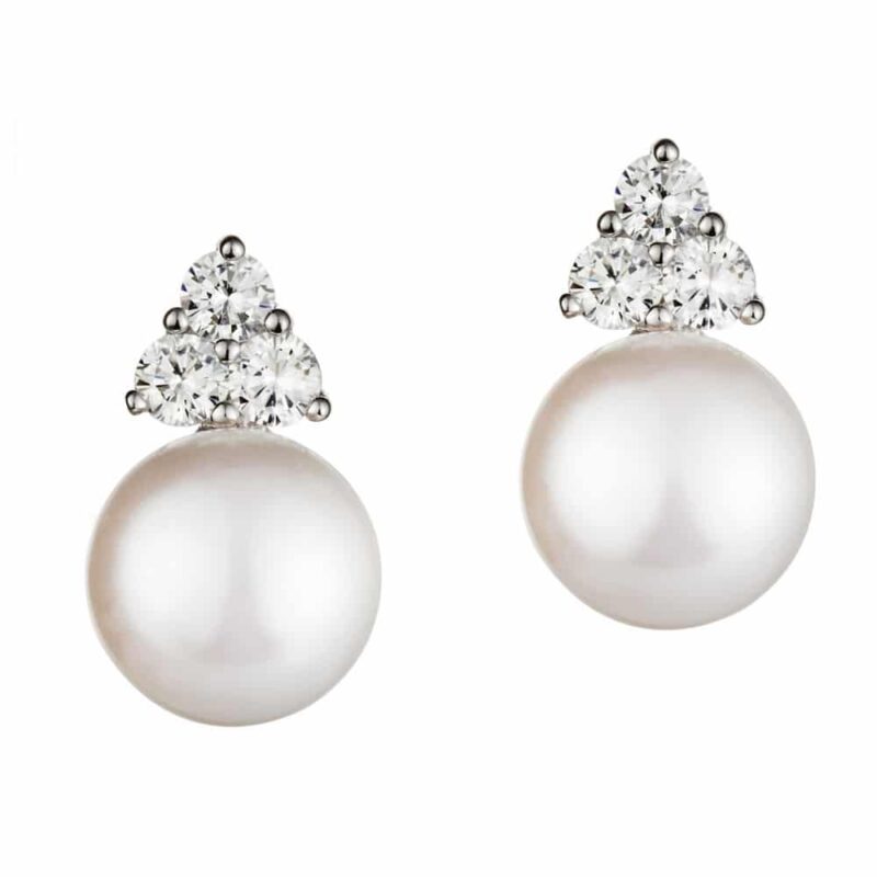 Jersey Pearl Soiree Freshwater Pearl Earrings with White Topaz