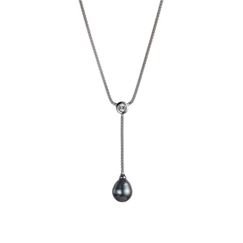 Tahitian Pearl Silver Rope Necklace
