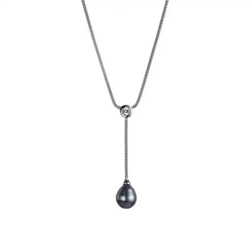 Tahitian Pearl Silver Rope Necklace