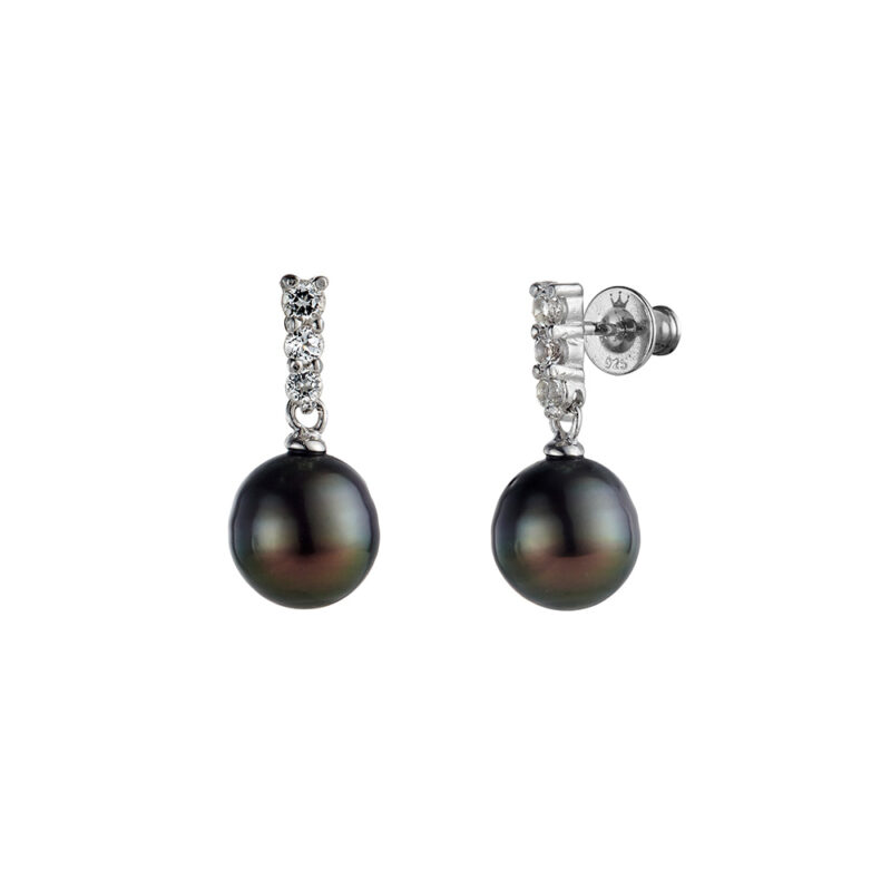 Tahitian Pearl Silver Stud Earrings