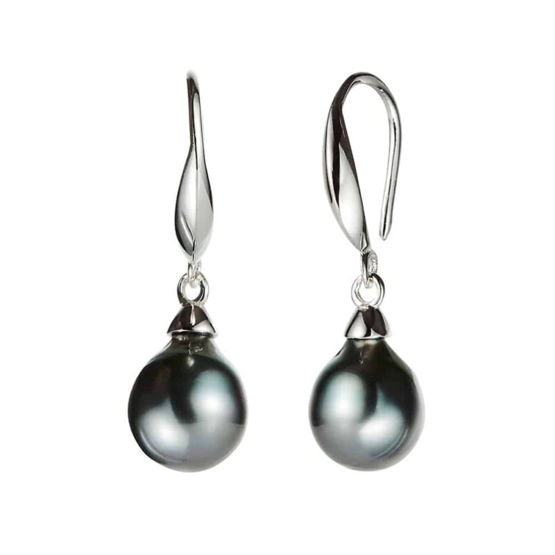 Tahitian Pearl Silver Classic Drop Earrings