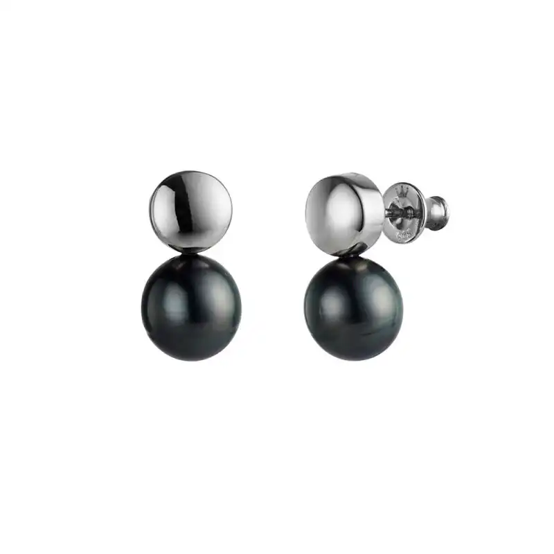 Tahitian Pearl Button Stud Earrings