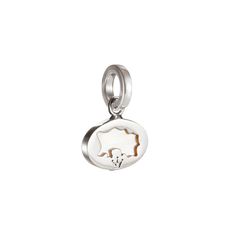 Mother-of-pearl Jersey map sterling silver charm