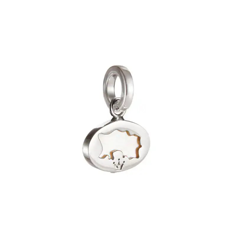 Mother-of-pearl Jersey map sterling silver charm