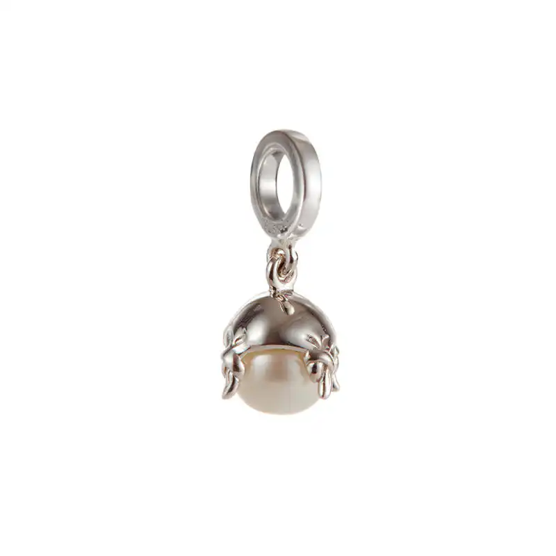 7mm white near round freshwater pearl hankie sterling silver charm
