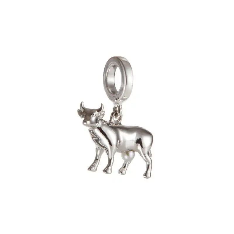 3mm white near round freshwater pearl Cow sterling silver charm