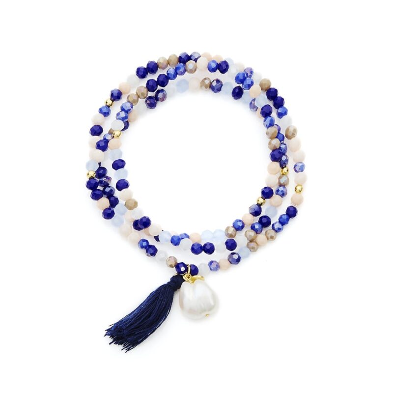 12mm white baroque freshwater pearl crystal yellow gold plate sterling silver necklace or bracelet on elastic