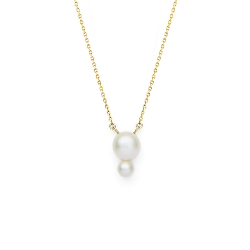 4mm and 7mm Freshwater button pearls set on yellow gold-plated Sterling Silver necklace