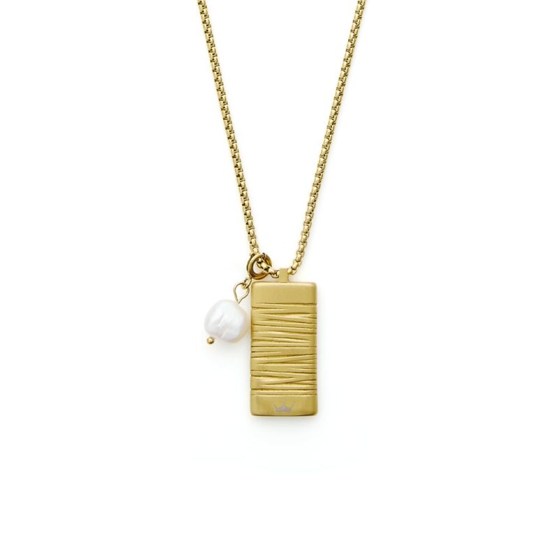 9mm white baroque freshwater pearl beach design yellow gold plated stainless steel pendant