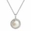 10mm white button freshwater pearl white topaz cluster sterling silver pendant
