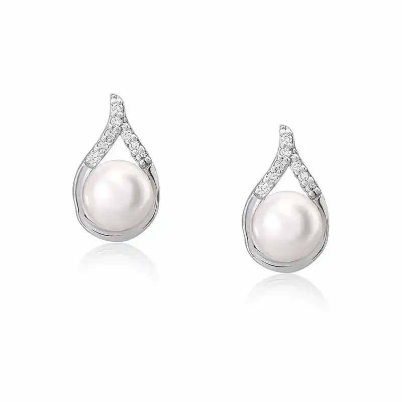 Jersey Pearl Akoya and Diamond White Gold Earrings
