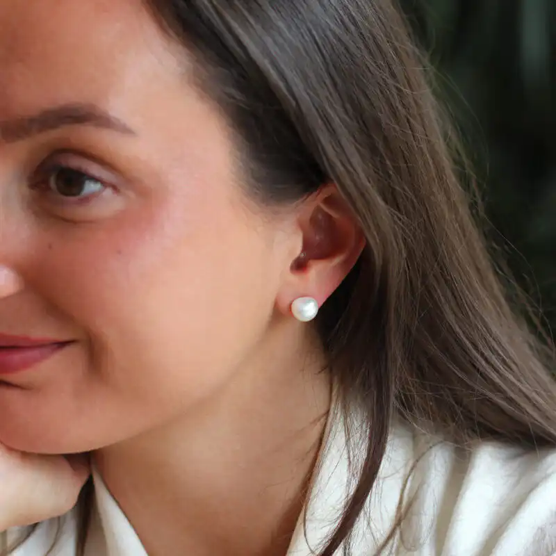 Baroque Pearl Stud Earrings