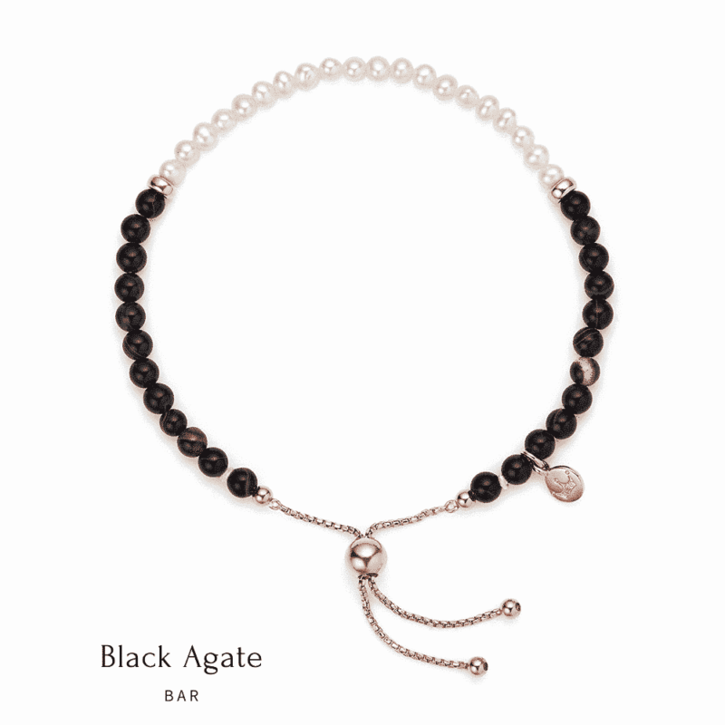 Sky Pearl Bracelet black agate