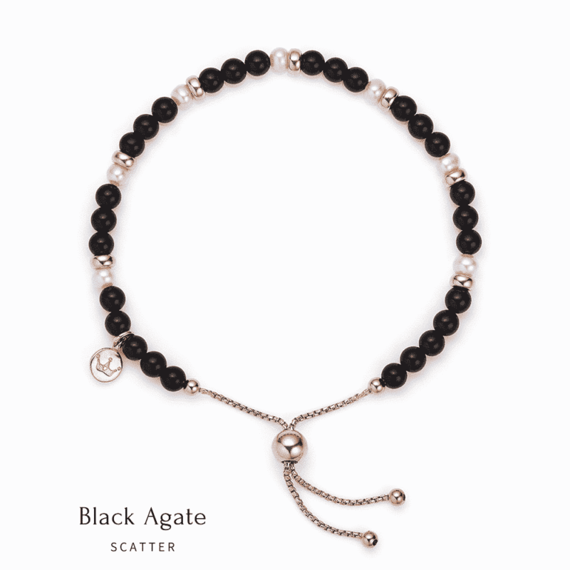 Sky Pearl Bracelet black agate scatter