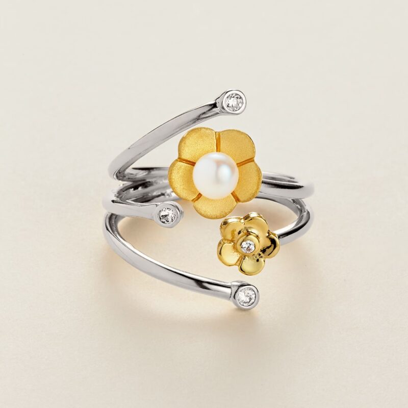 Blossom Multi Buttercup Adjustable Pearl Ring