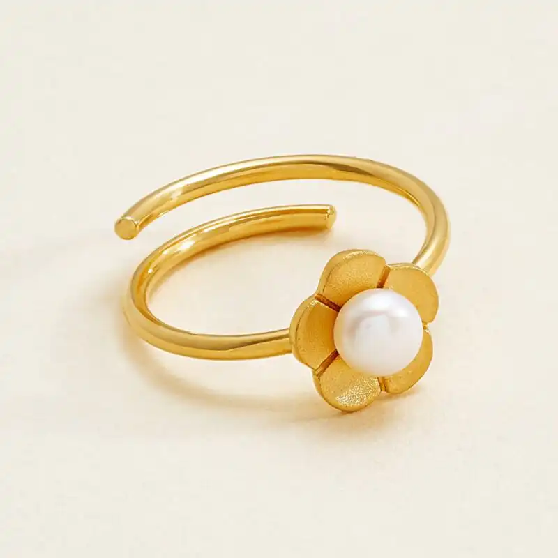 Blossom Buttercup Adjustable Pearl Ring